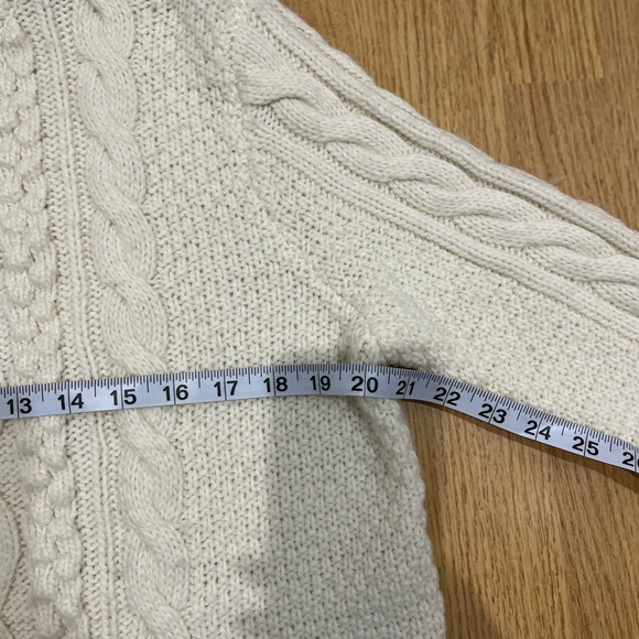 Abercrombie & Fitch Cream Cable-Knit Fishermans Crewneck Sweater Large - Picture 10 of 13